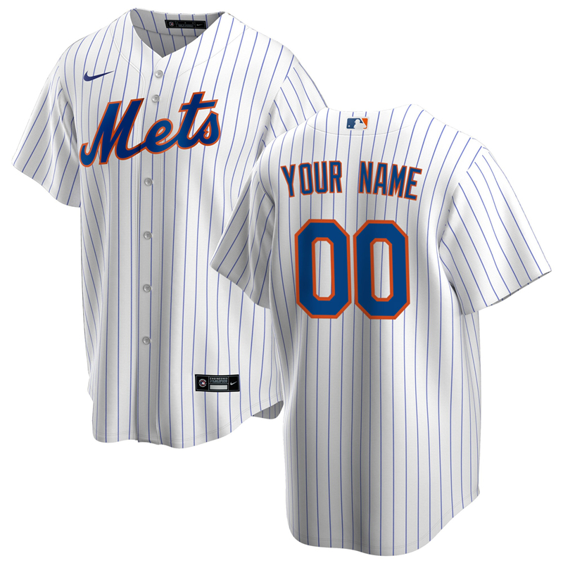 2020 MLB Men New York Mets Nike White Royal Home 2020 Replica Custom Jersey 1->miami marlins->MLB Jersey